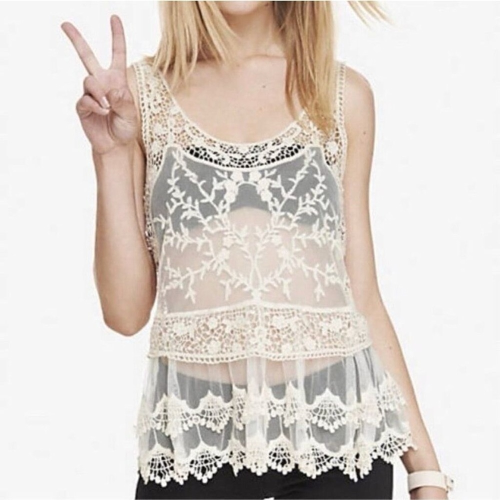 Express Cream Lace Camisole Blouse
